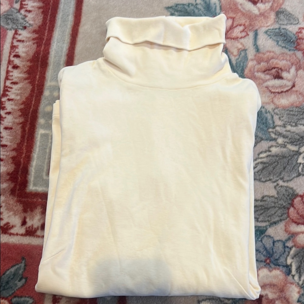 Lilla P Cream Turtleneck Top View 4